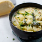A comforting, creamy rich soup that will make you ditch the canned stuff for good. Fork tender potatoes and caramelized leeks make for a stellar combination.